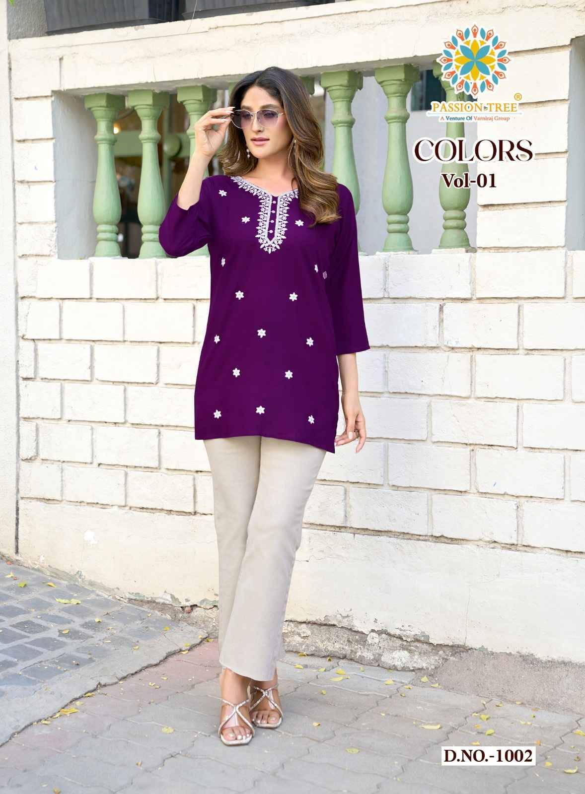 COLORS VOL-1 By PASSION TREE 1001 To 1008 Series  Designer Ethnic Wear Collection Rayon Tops At Wholesale Price